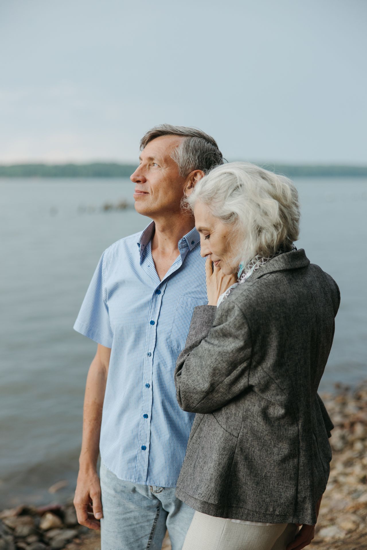 A couple reviewing their retirement plans together outdoors